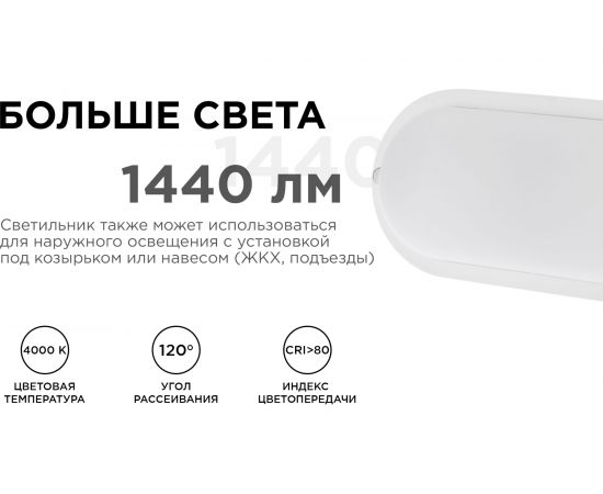 Светодиодный герметичный светильник Apeyron 18Вт, 1440Лм, 4000К, IP65, овал, матовый белый 28-11 – изображение 5