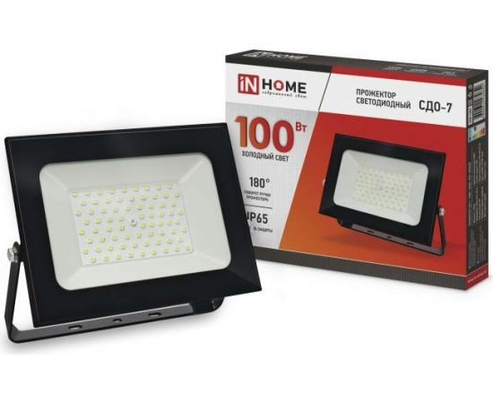 Светодиодный прожектор IN HOME СДО-7 100Вт 230В 6500К IP65 черный 4690612034652 