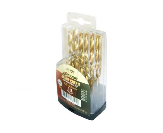 Сверла по металлу 1.5-6.5 мм, 13 шт, титановое покрытие SKRAB 30121 
