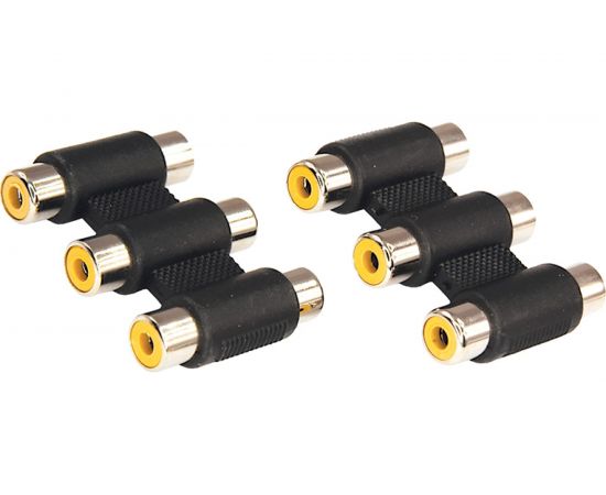 Переходник 3 гнезда REXANT RCA - RCA 3 гнезда 06-0166-A 