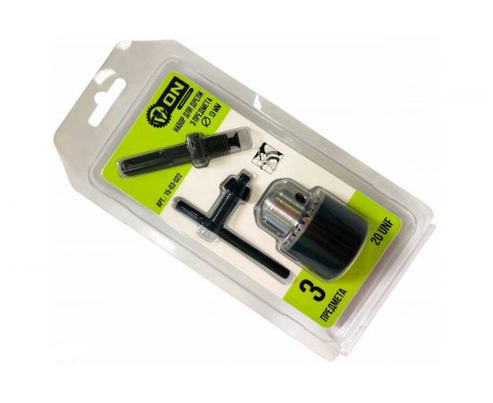 Набор для дрели 3 шт патрон ключевой 1.5-13 мм, ключ для патрона, переходник ON 15-03-022 