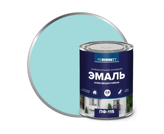 Эмаль PROREMONTT ПФ-115 мятная, RAL 6027, 0.9 кг Лк-00009792 
