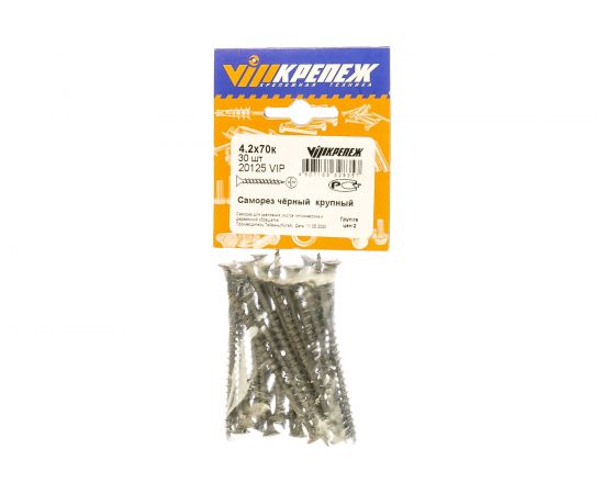 Саморез по дереву VIPКрепеж черный 4,2х70 к 30 шт 20125 VIP 