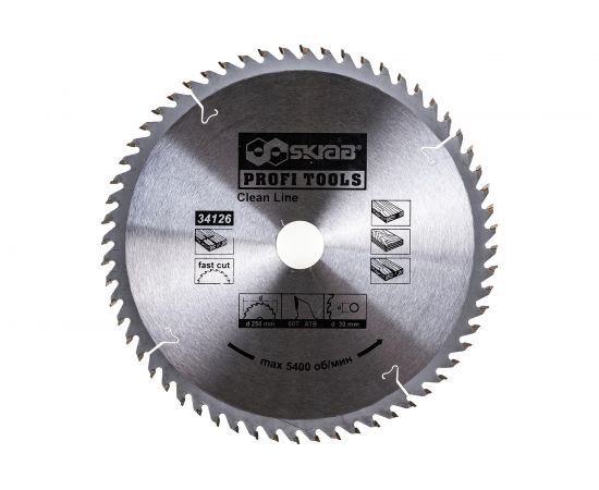 Диск пильный по дереву CLEAN LINE (250х30 мм; 60Т) SKRAB 34126 