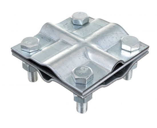 Зажим заземления EZETEK полоса/пруток - полоса/пруток крестообразный, оцинковка 90540-2 