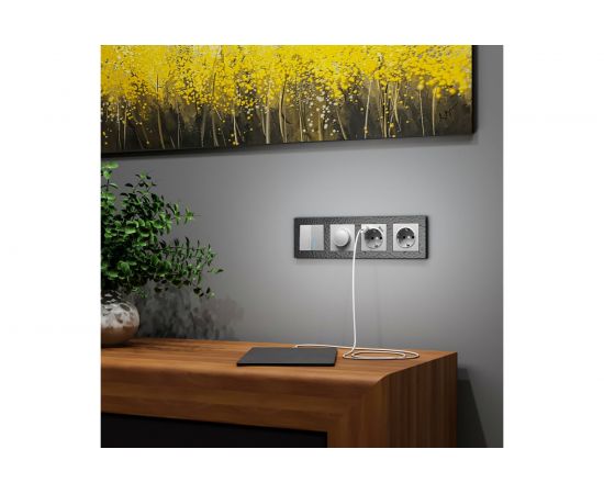 Двухклавишный проходной выключатель WERKEL W1122106 с подсветкой серебряный a051524 – изображение 2