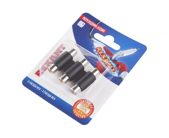Переходник 3 гнезда REXANT RCA - RCA 3 гнезда 06-0166-A – изображение 2