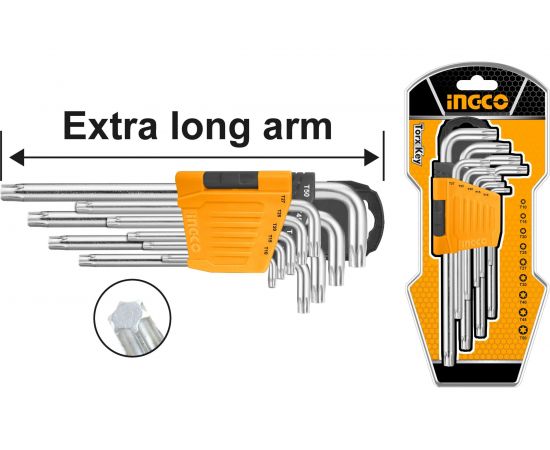 Набор шестигранников INGCO TORX Т10-Т50 мм Extra Long INDUSTRIAL HHK13092 – изображение 2
