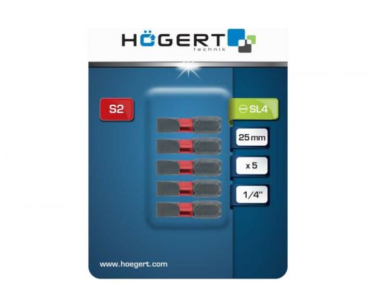 Биты ударные SL4, 25 мм, сталь S2, 5 шт HOEGERT TECHNIK HT1S130 – изображение 2