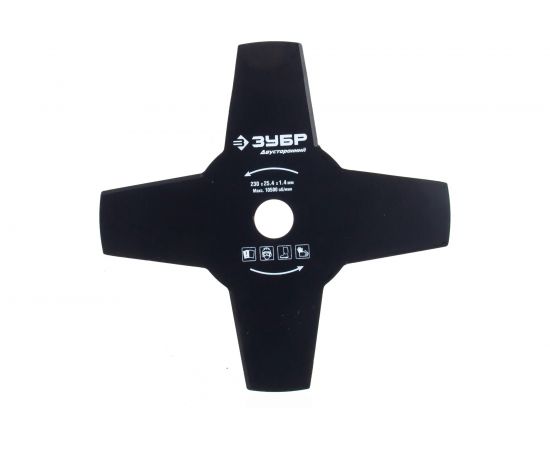 Нож-фреза для бензо- и электрокосы (d=230 мм, 4 лопасти, посадка 25.4 мм) Зубр 70130-4 – изображение 2