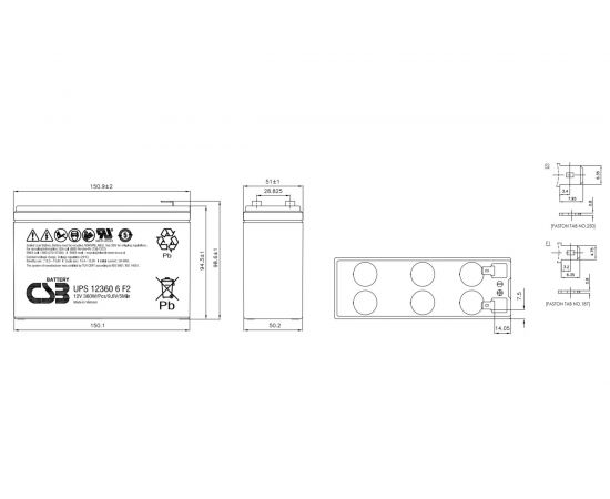 Аккумулятор UPS123606 для ИБП CSB UPS123606F2CSB – изображение 2