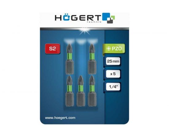 Биты ударные PZ0, 25 мм, сталь S2, 5 шт HOEGERT TECHNIK HT1S125 – изображение 2