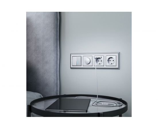 Двухклавишный проходной выключатель WERKEL W1122106 с подсветкой серебряный a051524 – изображение 3