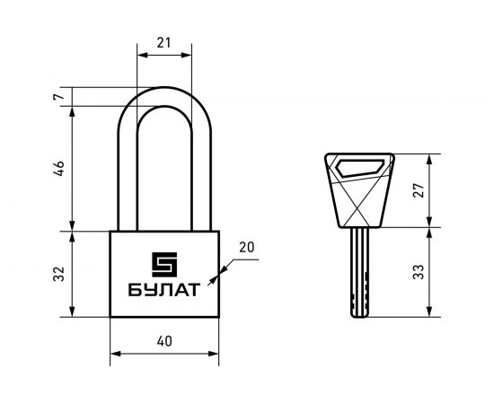 Навесной замок БУЛАТ ВС 3-С40-01 НС (нержавеющая сталь; 7 мм) 13988 – изображение 3