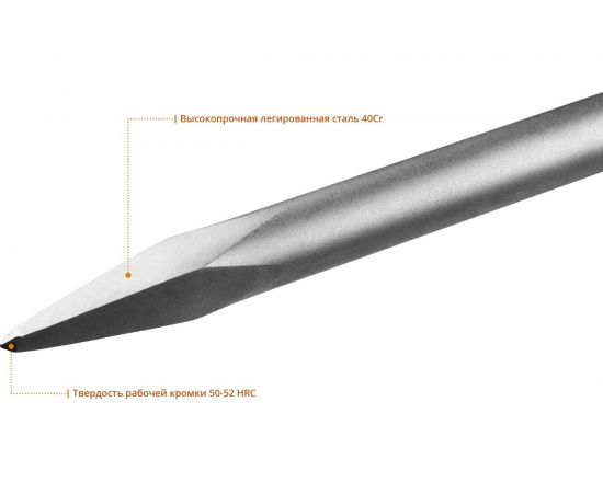 Зубило пикообразное 400 мм, HEX 30 БУРАН Зубр 29375-00-400 – изображение 3