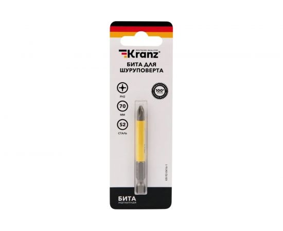 Бита (PH2x70 мм; сталь S2) для шуруповерта KRANZ KR-92-0416-1 – изображение 3