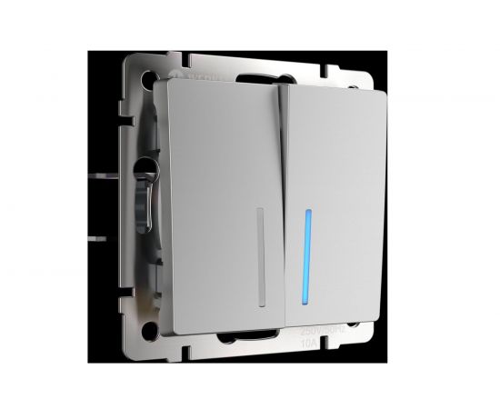 Двухклавишный проходной выключатель WERKEL W1122106 с подсветкой серебряный a051524 – изображение 5