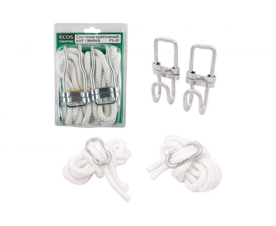 Система креплений для гамака Ecos FS-01 2 веревки, 2 крючка, 2 стопора 004982 
