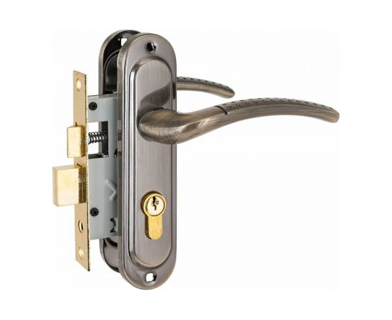 Врезной замок с ручкой Стандарт 132/50 AB старая бронза 4851 