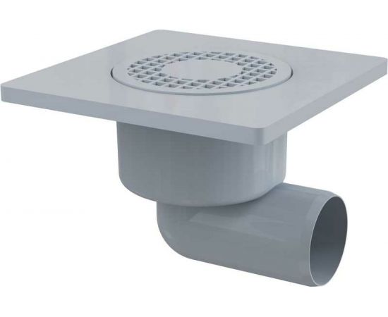 Сливной трап Alca Plast 150х150/50 мм боковой сток, решетка серая, гидрозатвор мокрый APV3 