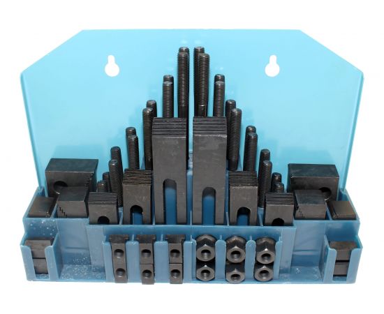 Набор клиновых ступенчатых прижимов (58 предметов, паз 15.7 мм, М14x2 мм, металлический футляр, YT-0206) CNIC 34931 