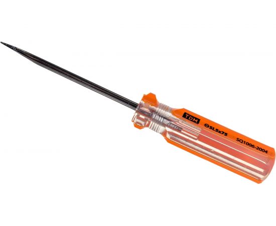 Шлицевая отвертка TDM прозрачная рукоятка, углеродистая сталь, тип SL5.0x75 мм, серия Гранит SQ1006-2004 