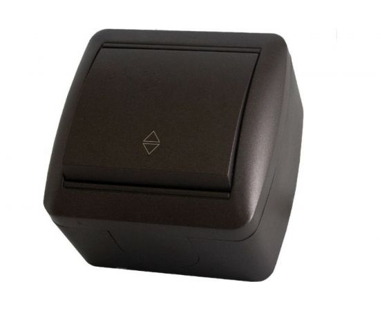 1-клавишный выключатель на 2 направления TDM открытой установки IP44 10А шоколад "Селигер" SQ1818-0211 