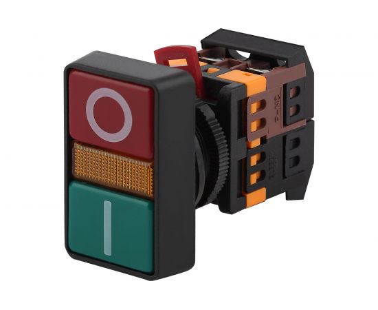 Кнопка ЭРА РPВВ-30N I-O, d=30мм, неон, 240В, 1з+1р, 10/200/3000 Б0045626 