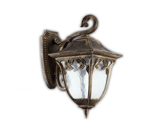 Садово-парковый светильник, четырехгранный на стену вниз 60W E27 230V, черное золото Feron PL4072 11484 