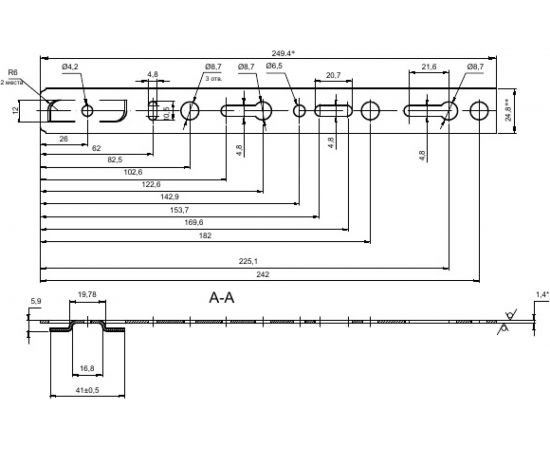 Анкерная пластина КРЕП-КОМП REHAU 250х25, 1 шт. REHAU250мф – изображение 2