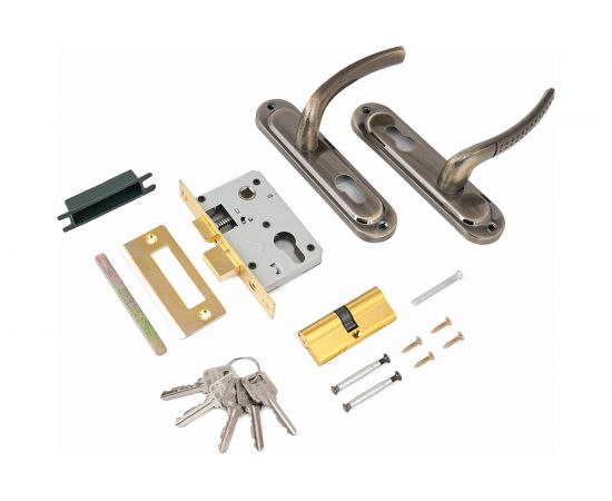 Врезной замок с ручкой Стандарт 132/50 AB старая бронза 4851 – изображение 2