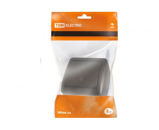 1-клавишный выключатель на 2 направления TDM открытой установки IP44 10А шоколад "Селигер" SQ1818-0211 – изображение 2