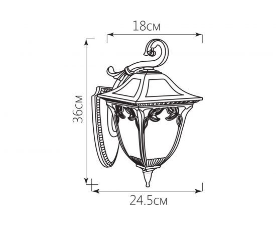 Садово-парковый светильник, четырехгранный на стену вниз 60W E27 230V, черное золото Feron PL4072 11484 – изображение 2