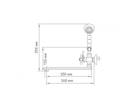 Смеситель для ванны Mix&Fix Соффрон двуручный, с аксессуарами, с L-изливом, 350 мм тов-114497 – изображение 2