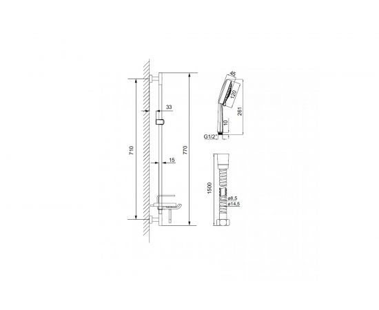 Душевой гарнитур, стойка-760мм, лейка-5F D120мм IDDIS TSH1601 – изображение 2