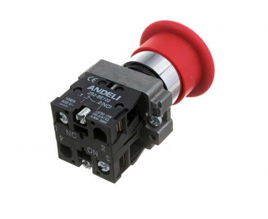 Кнопка ANDELI XB2-BC45 Грибок, без подсветки, красный, 1НЗ+1НО ADL10-067 – изображение 4