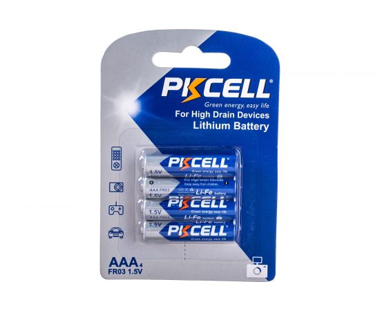 Литиевый элемент питания PKCELL тип - AAA 4 шт в блистере Li-Fe AAA-4B – изображение 5