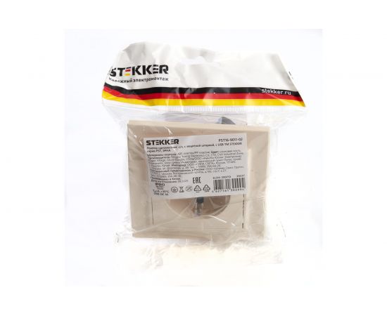 Розетка STEKKER 1-местн.с/з 220В 16А с защит.шторк USB серия Эрна,слоновая кость PST16-901-02 39237 – изображение 6