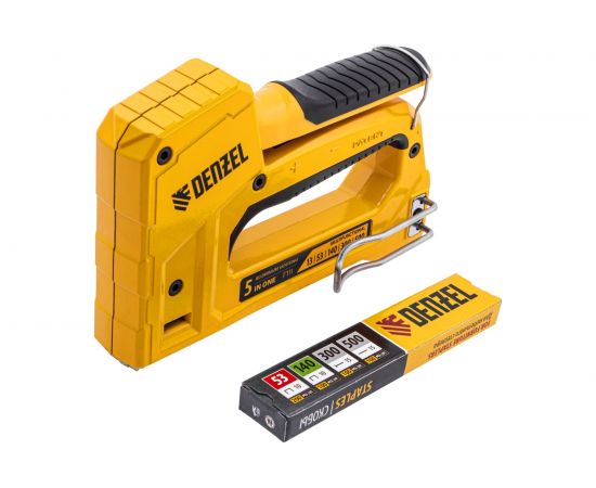 Мебельный степлер Denzel тип 53 и 13, 6-14 мм, тип 140, 10-14 мм, тип 300, 15 мм, тип 500, 15 мм 40215 