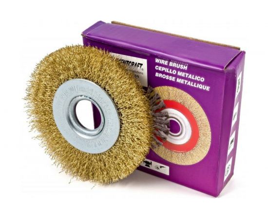 Щётка крацовка дисковая, латунированная проволока, 100 мм, без гайки, 1 шт., для УШМ Orientcraft CIR010042312 