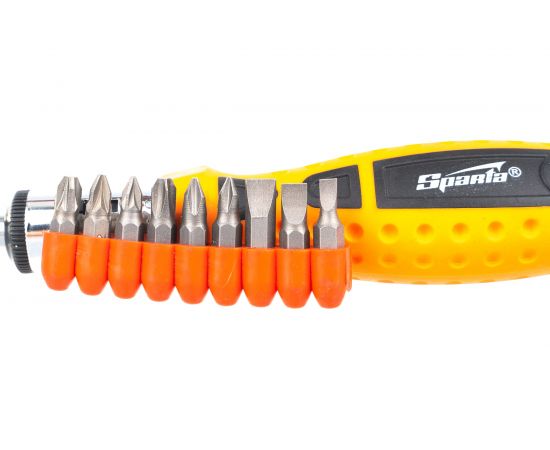 Реверсивная отвертка с набором бит 9 шт SPARTA 115455 