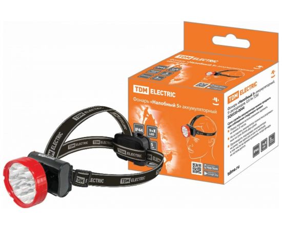 Аккумуляторный фонарь TDM «Налобный 5» 9 светодиодов, 0,8 Ач SQ0350-0044 