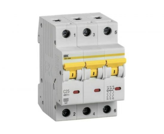 Автоматический выключатель IEK ВА47-60M 3Р 25А 6кА С MVA31-3-025-C 