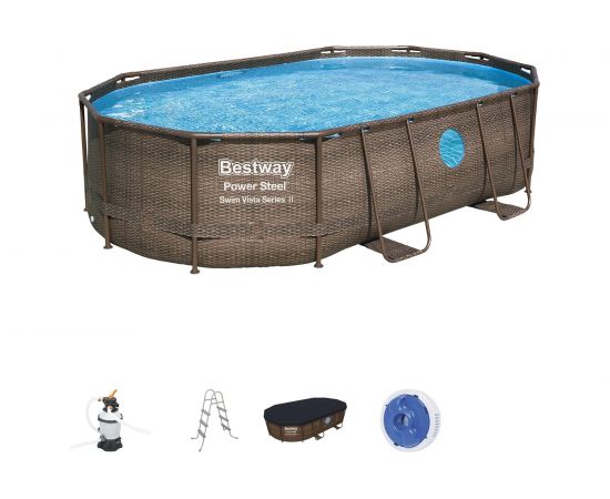 Каркасный овальный бассейн Bestway Ротанг 488x305x107см 56946 BW 008908 