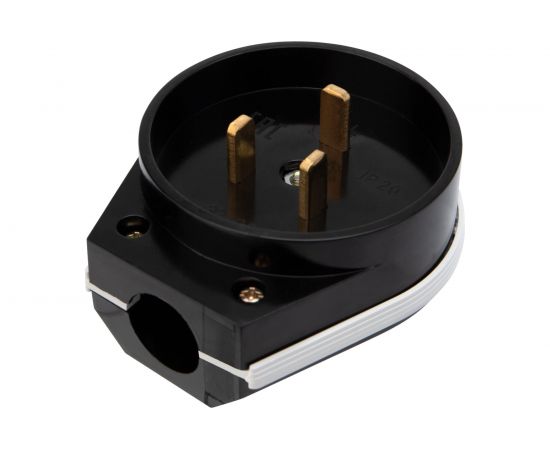 Вилка ВШ для электроплит REXANT 32 А, 250 В, 2Р+РЕ открытой установки черная 11-8930 