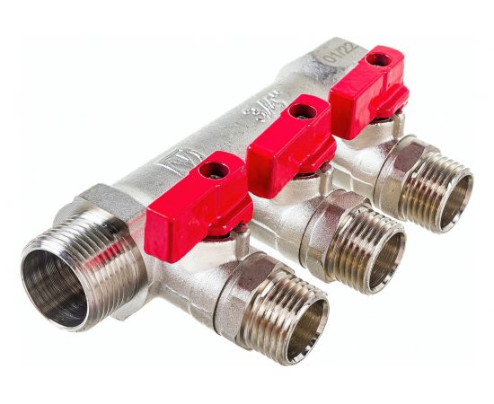 Коллектор с кранами (3/4""; 3 х 1/2"") Valtec VTc.580.N.0503 78753 – изображение 2