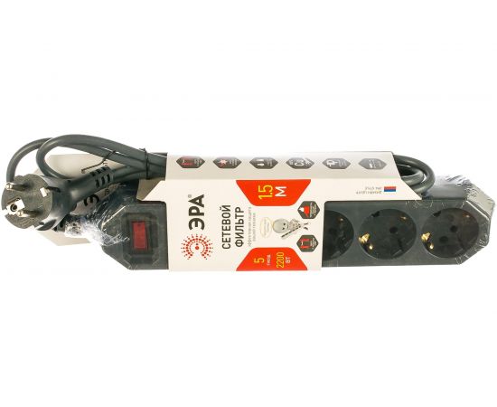 Сетевой фильтр ЭРА USF-5es-1.5m-B черный Б0019032 – изображение 2
