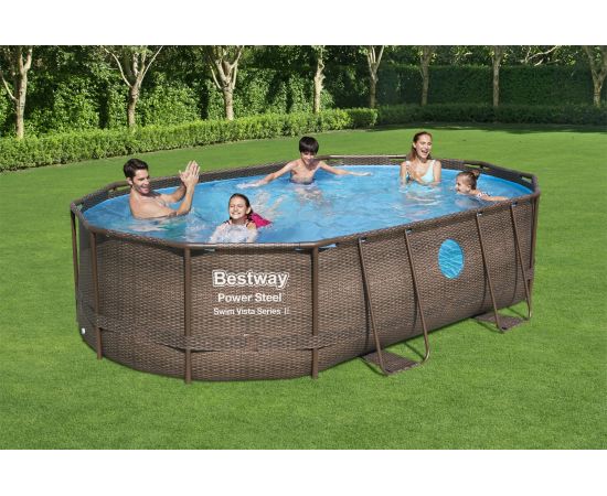 Каркасный овальный бассейн Bestway Ротанг 488x305x107см 56946 BW 008908 – изображение 3