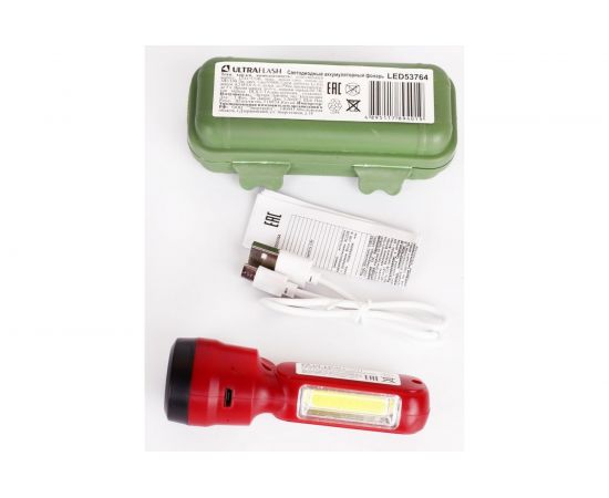 Аккумуляторный фонарь Ultraflash LED53764 4В, красный, 2LED, 3 Вт, 2 режима, USB 14664 – изображение 4