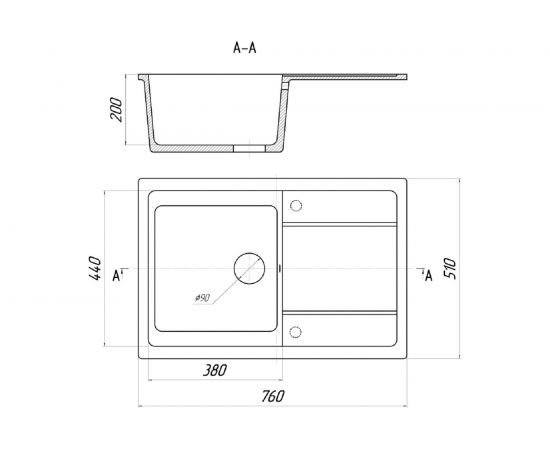 Кухонная мойка Gerhans B 27 25 ОНИКС /БЕЛАРУСЬ/ 760х510 мм В27-25 – изображение 5